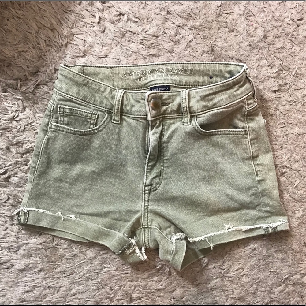 Olive American Eagle Jean Shorts